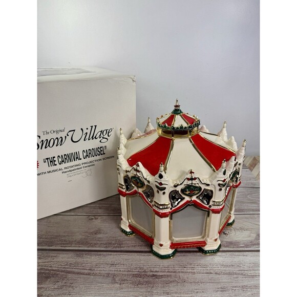 Department 56 THE CARNIVAL CAROUSEL Musical Porcelain Original BOX Snow Village - Picture 4 of 17